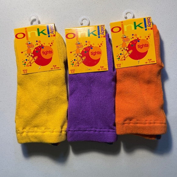 Oink Baby Tights Size 0-6 Age Up To 6 Months 3 Pair Multiple Colors NWT - Picture 1 of 2